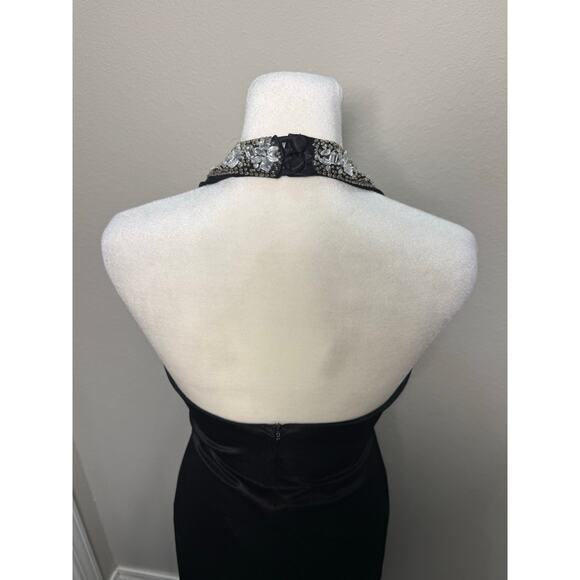 Vintage 90s Y2K Charlotte Russe‎ Long Maxi Dress Halter Whimsygoth Prom Black M - Picture 9 of 13